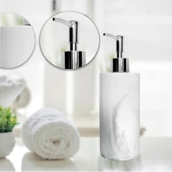 Todays Living Marble Elite Bath Accessory Set Lux White Grey Resin 4 Piece Set - Picture 8 of 15